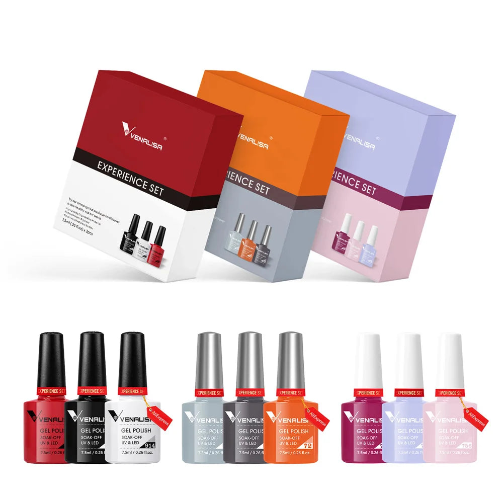 VENALISA Gel Kit 7.5ml x3 Perfect for Chic & Instagram-Ready Nails!, VENALISA Gel Kit 7.5ml x3 Perfect for Chic , VENALISA 3pcs Gel Polish Kit, DIY Salon-Quality Nails at Home, Soak-Off UV/LED Gel Polish