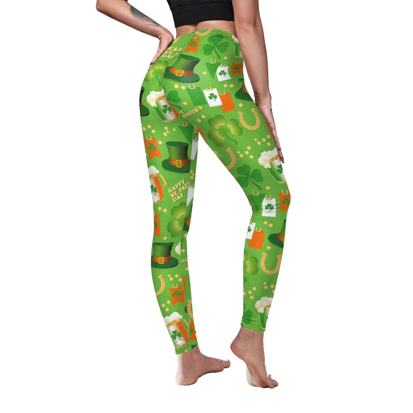 Sexy Elastic Leggings You're My Secret Clover Print Leggings Festive, Stretchy & Figure Flattering!, Celebrate in Style, Party-Ready Leggings Green Clover Print for Fun, Festive Vibes