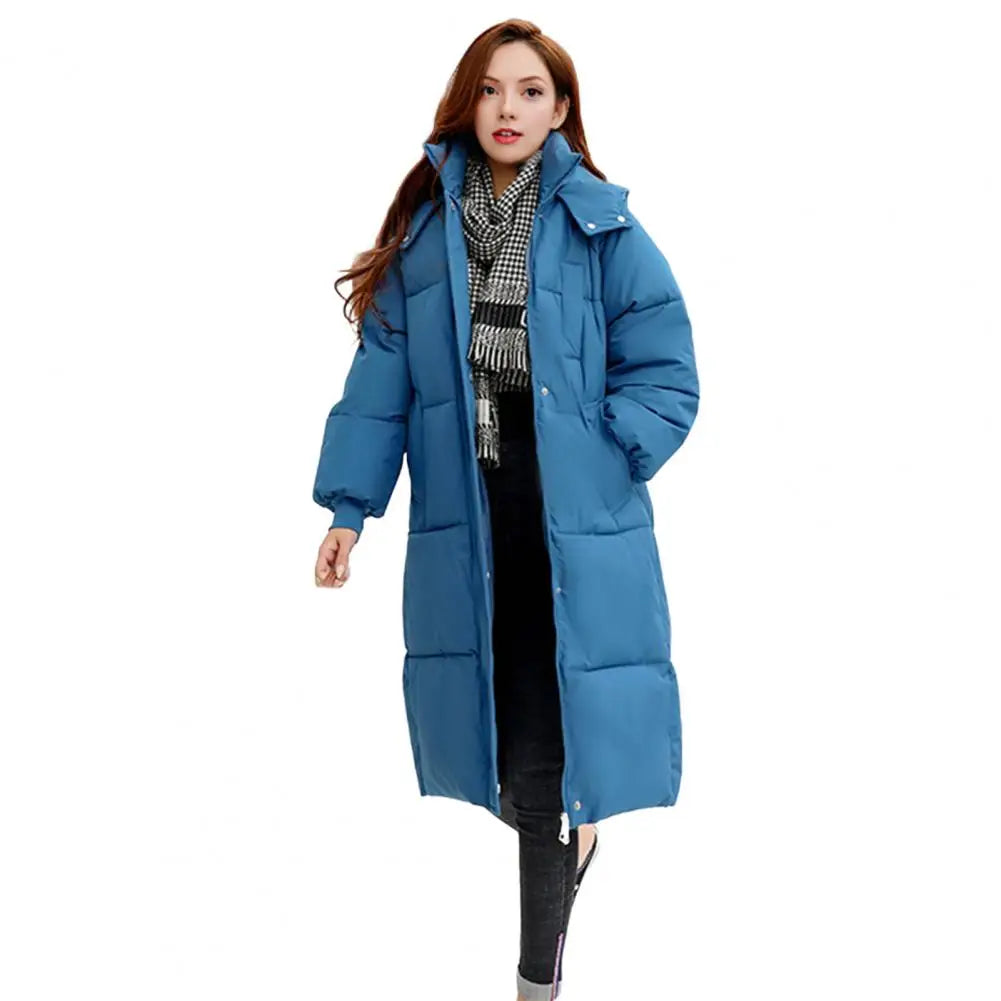Women Puffer Jacket Polyester Hooded Jacket Women's Long Puffer Jacket with Hooded Coat for Winter Outerwear Thicken Warm