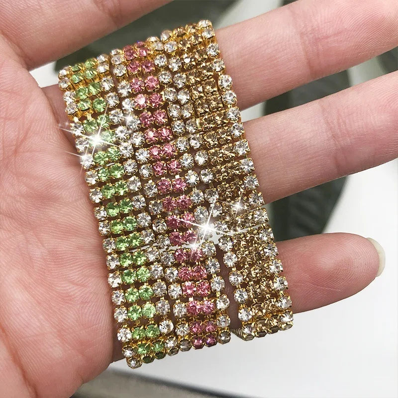 Premium Braided Crystal Bracelet Elegant Bohemian Jewelry for Weddings & Parties, Boho Meets Glam Full Crystal Bracelet for Chic, Stylish , Exquisite Crystal Roman Bracelet for Chic Women