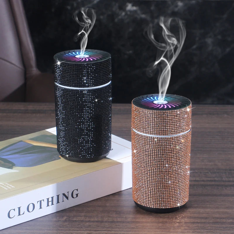 High Quality 2026 Edition Luxury Shiny Car Diffuser Humidifier with LED Light Diamond Auto Air Purifier Diffuser Air Freshener Bling Car Accessories