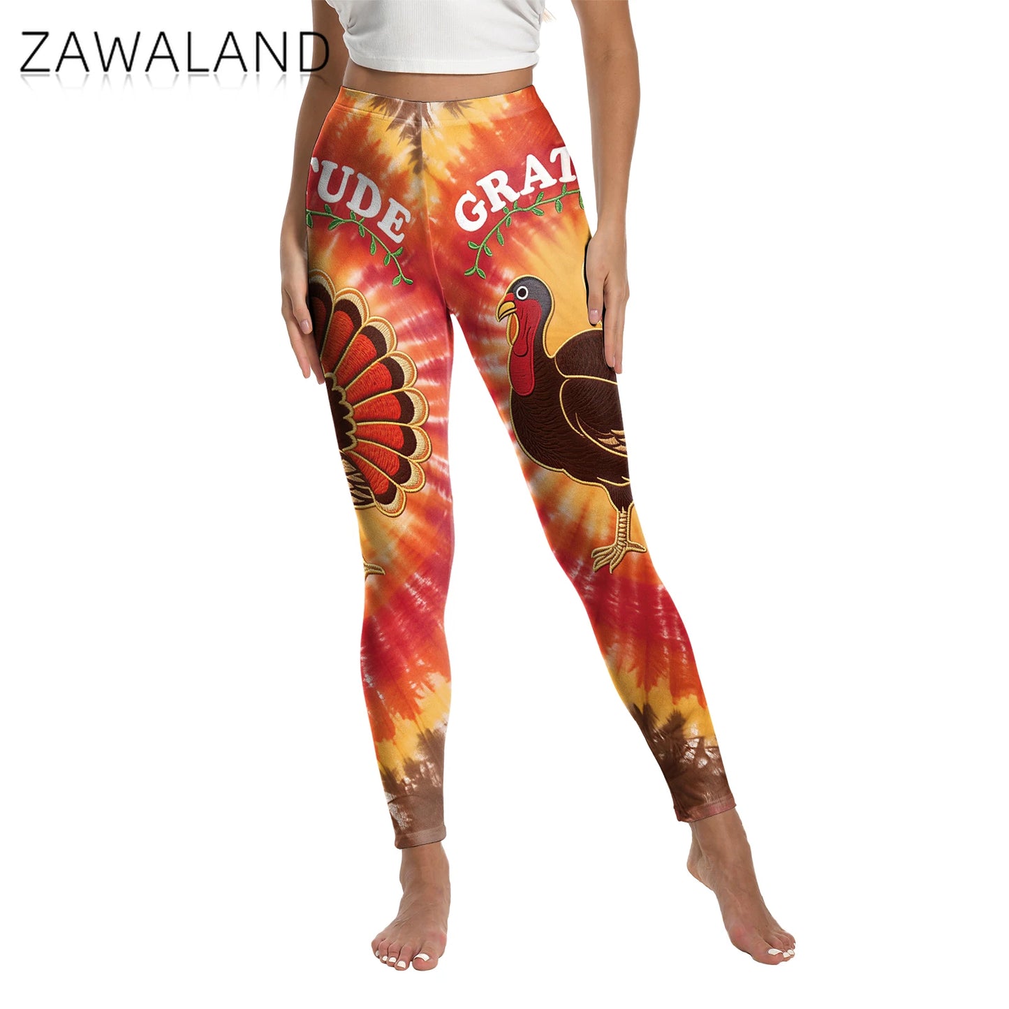 High Quality 2026 Edition Maple Leaf Pattern Cosplay Leggings Thanksgiving Day Turkey Tight Pants Woman Autumn Holiday Costumes Party Performance Trousers