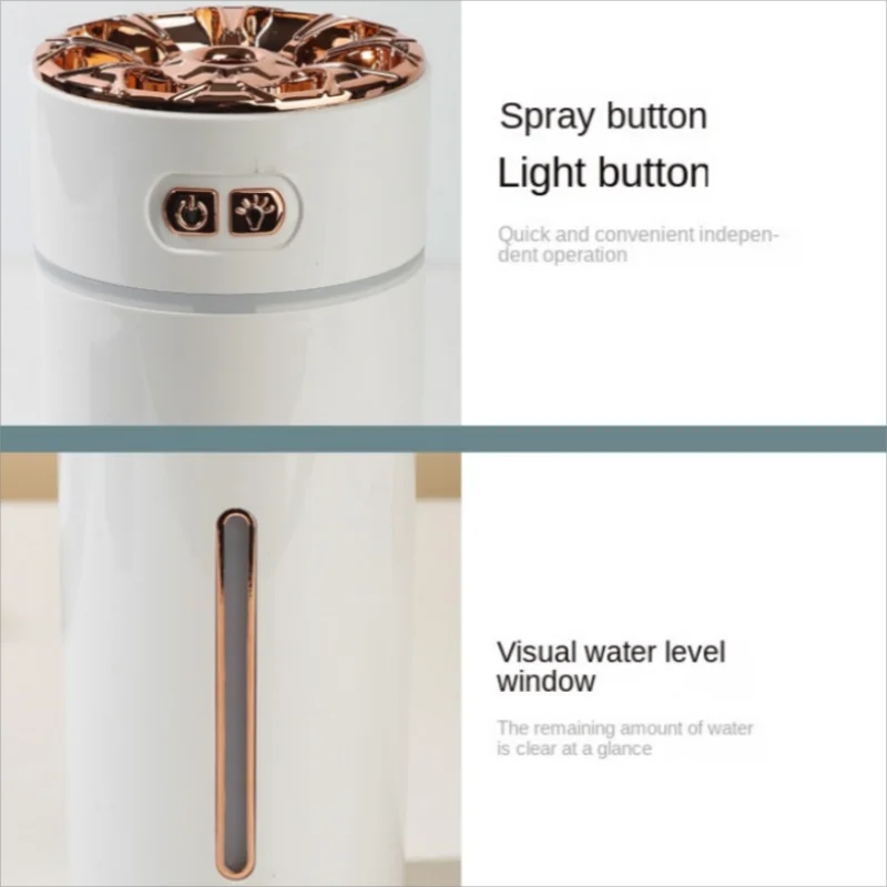 Premium Car Diffuser HumidifierUSB Rechargeable Humidifier for Car & Office Compact, Elegant, 300ml Car Humidifier with Visible Water Level & Color Changing Lights