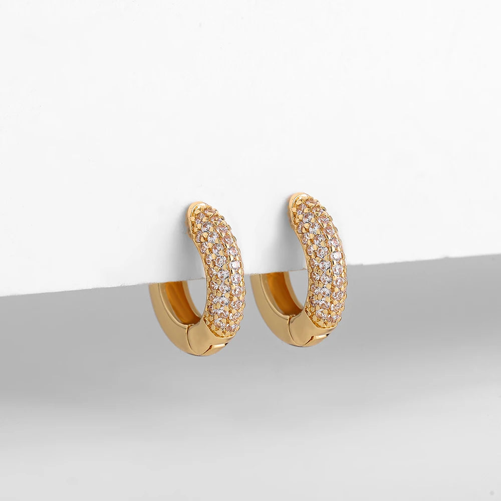 Premium Luxury Quality 2026 Edition High Class Luxury 2026 Style New Gold Plated Huggie Earrings with CZ Zircon Thin Ear Hoops Cartilage Earring for Women Round Minimal Earring Piercing Jewelry