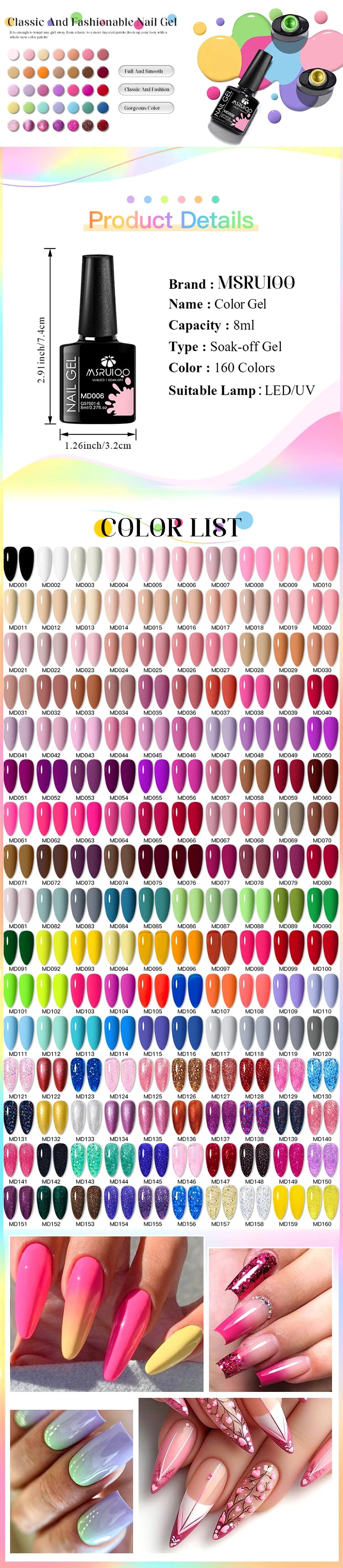 Create Stunning 2026 Nail Art 7 Colors, Endless Style Possibilities, 7pc Gel Polish Set for Long Lasting DIY Manicures!, Salon Perfect Nails Anywhere 7pc Gel Polish Set for DIY Nail Magic