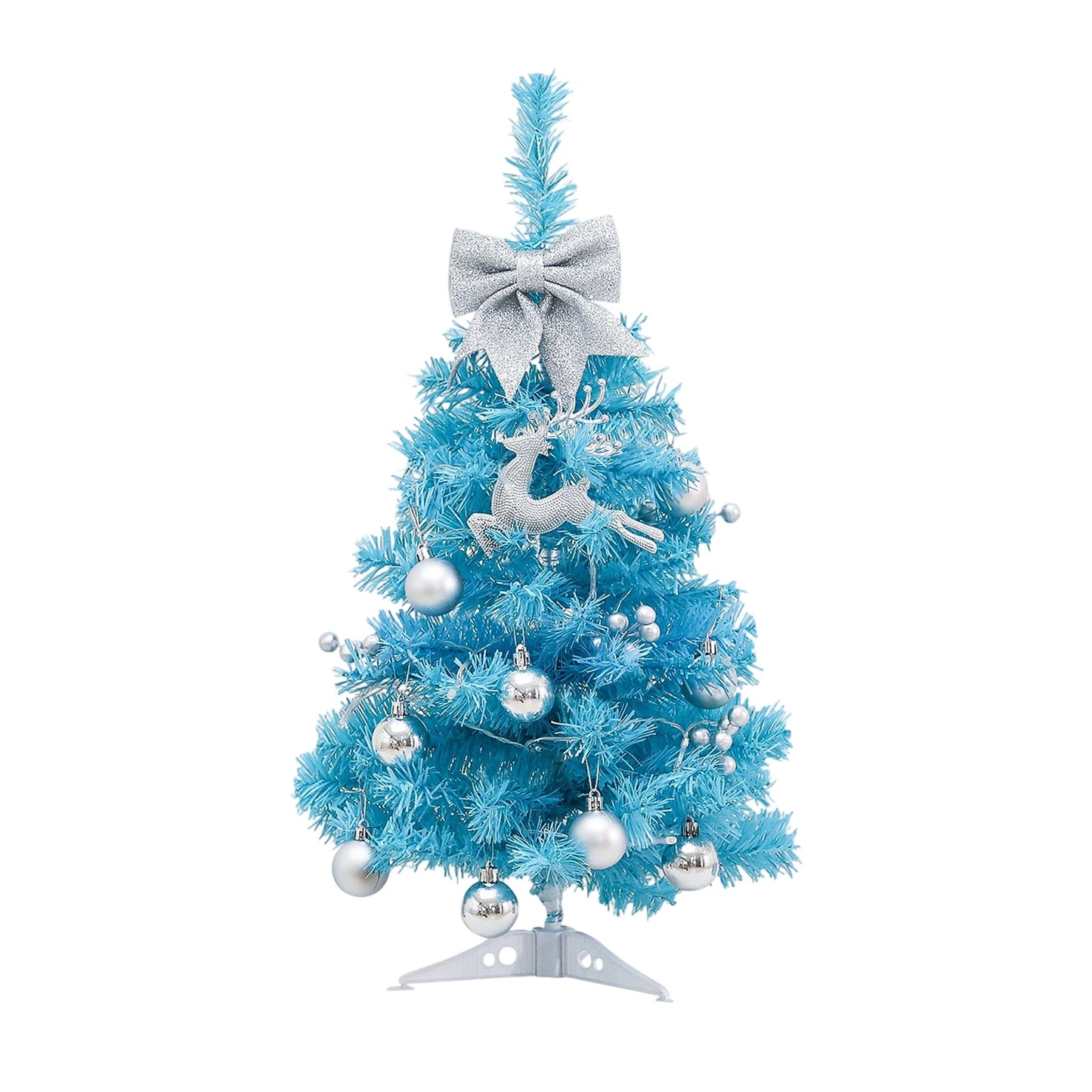 Blue Mini Christmas Tree with Twinkling Lights!, Blue Desktop Christmas Pine Tree 2025, Mini Christmas Tree for Desktop & Home Decor!