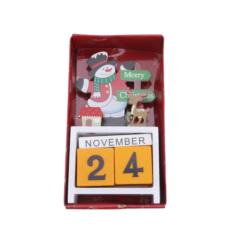 Bring Joy to Your Desk Christmas Countdown Calendar with Cute Characters!, Countdown to Christmas Santa, Elk & Snowman Wooden Calendar! , Festive Wooden Christmas Countdown Calendar!