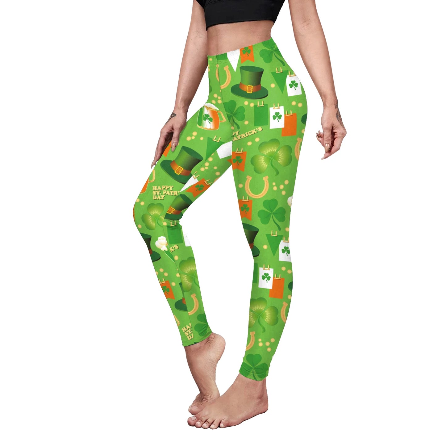 Sexy Elastic Leggings You're My Secret Clover Print Leggings Festive, Stretchy & Figure Flattering!, Celebrate in Style, Party-Ready Leggings Green Clover Print for Fun, Festive Vibes