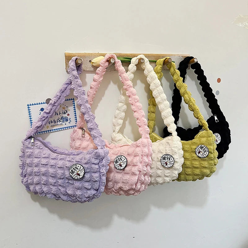 Premium Soft Cloud Bubbles Handbags For Woman Girls Pleated Cloud Underarm Bag Pouch Bag Casual Shoulder Bag Women Cute Purse
