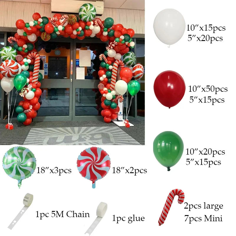 🎄Christmas Party Balloon Arch 2025, Balloon Garland for Christmas & New Year Celebrations!, Create a Festive Wonderland, Deck the Halls in Style Red & Green Christmas Balloon Arch Kit!