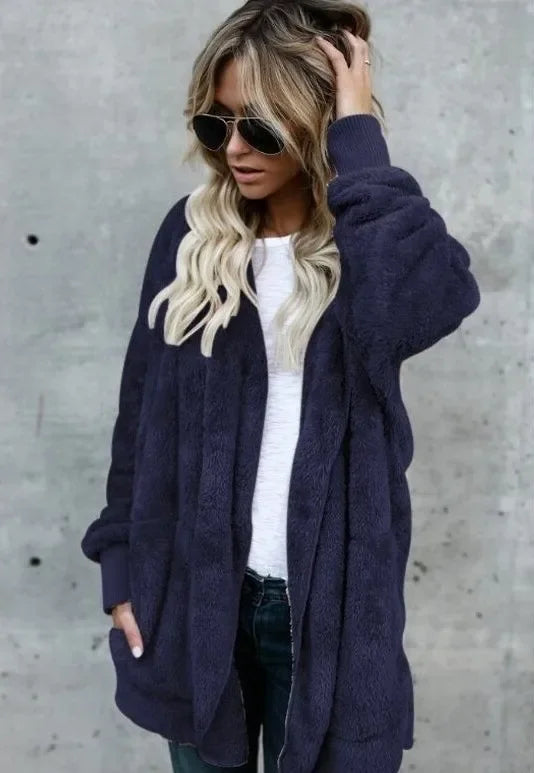 Trend Fashion 2026 Premium Oversized Fleece Cardigan Soft, Stylish & Winter Perfect , Double Fleece Hooded Jacket Plush, Warm & Effortlessly