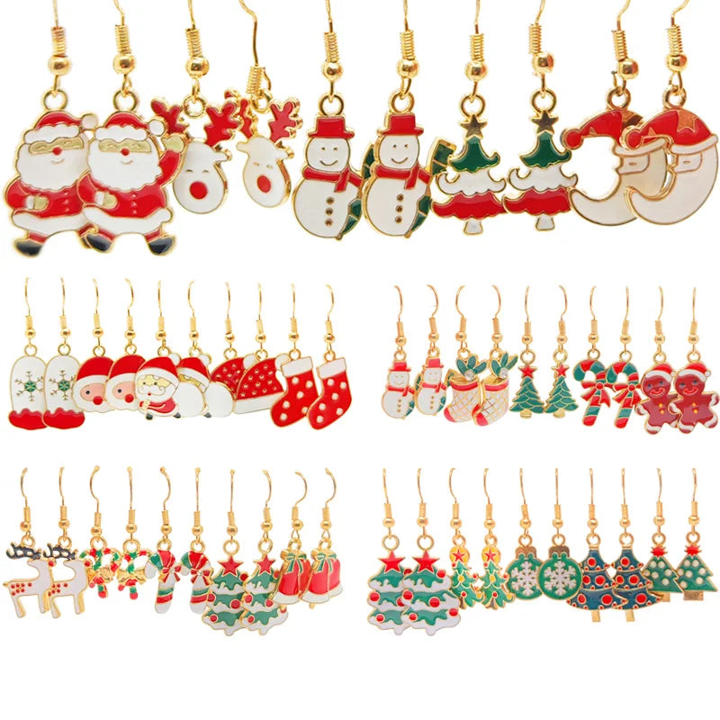 50PCS- Women's Fashion Cartoon Christmas Earrings Set, Christmas Pop Elements, Christmas Earrings, Surprise Gifts