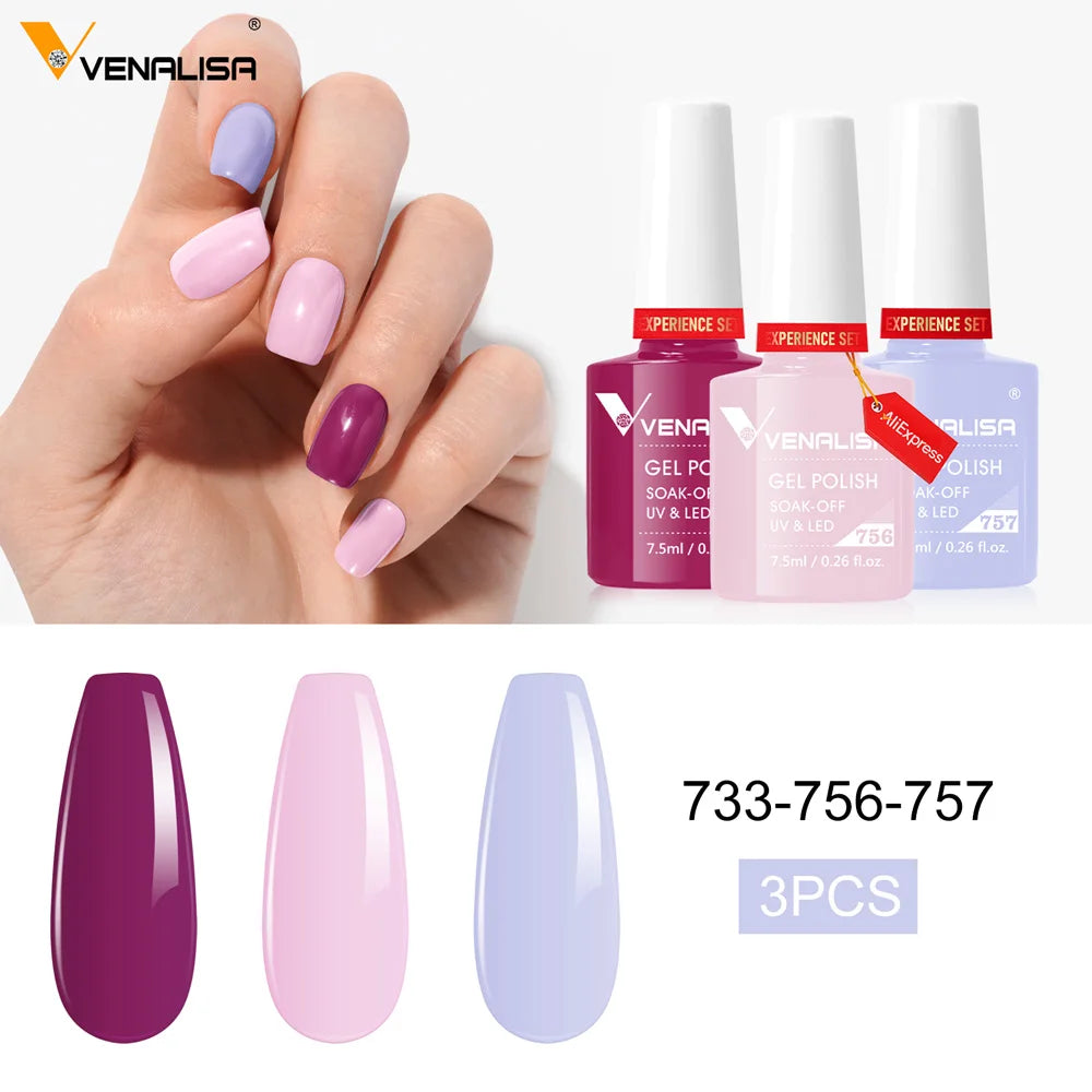 VENALISA Gel Kit 7.5ml x3 Perfect for Chic & Instagram-Ready Nails!, VENALISA Gel Kit 7.5ml x3 Perfect for Chic , VENALISA 3pcs Gel Polish Kit, DIY Salon-Quality Nails at Home, Soak-Off UV/LED Gel Polish