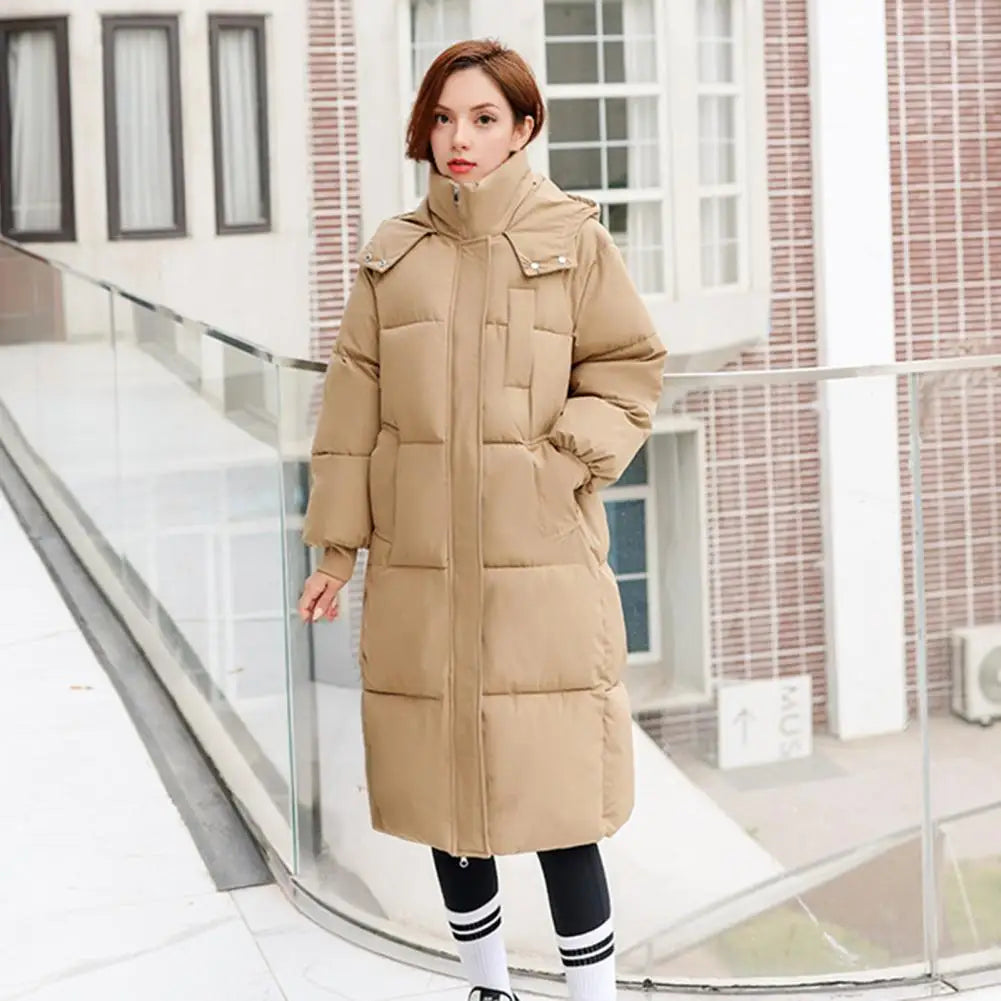 Women Puffer Jacket Polyester Hooded Jacket Women's Long Puffer Jacket with Hooded Coat for Winter Outerwear Thicken Warm