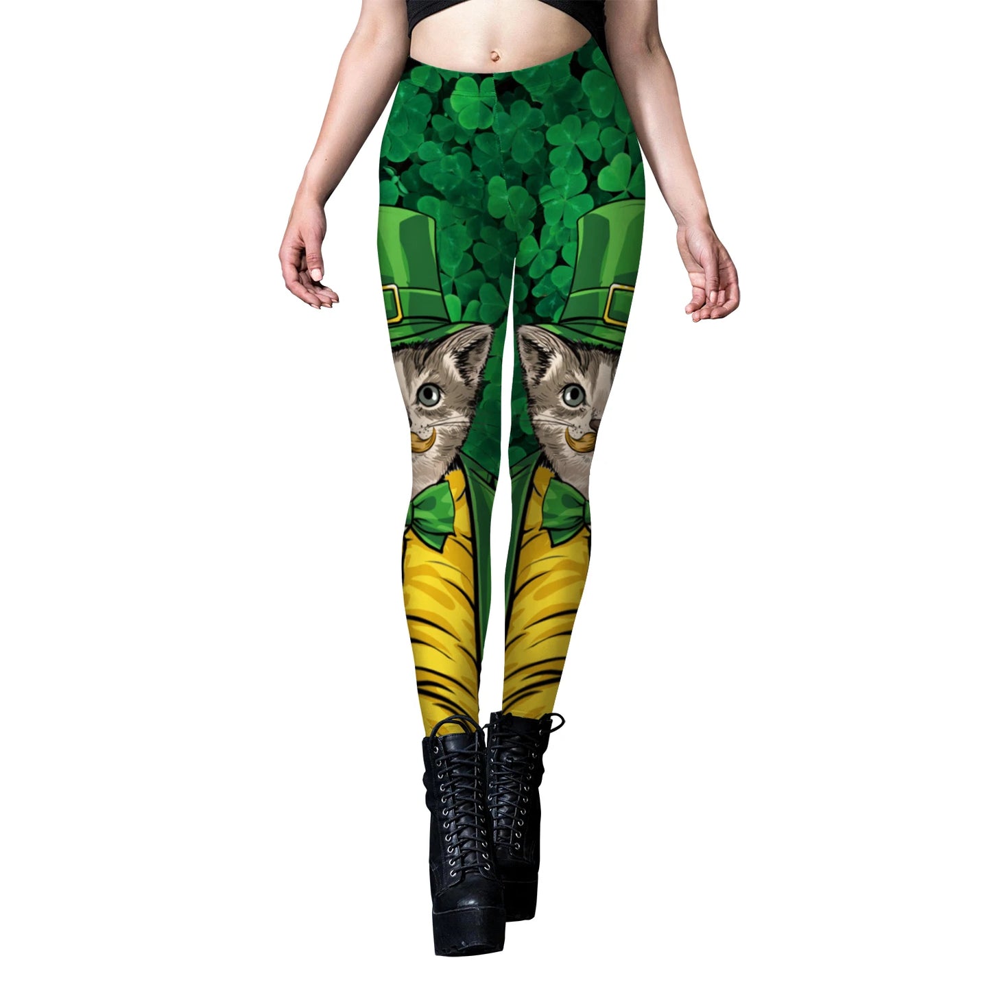 Sexy Elastic Leggings You're My Secret Clover Print Leggings Festive, Stretchy & Figure Flattering!, Celebrate in Style, Party-Ready Leggings Green Clover Print for Fun, Festive Vibes