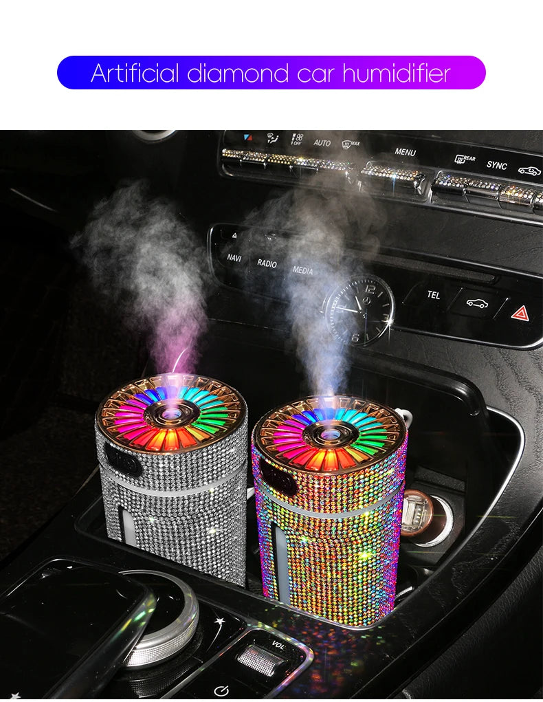 New Luxury Car Diffuser  High Quality 2026 Edition Humidifier with LED Light Diamond Auto Air Purifier Aromatherapy Diffuser Air Freshener Auto Accessories