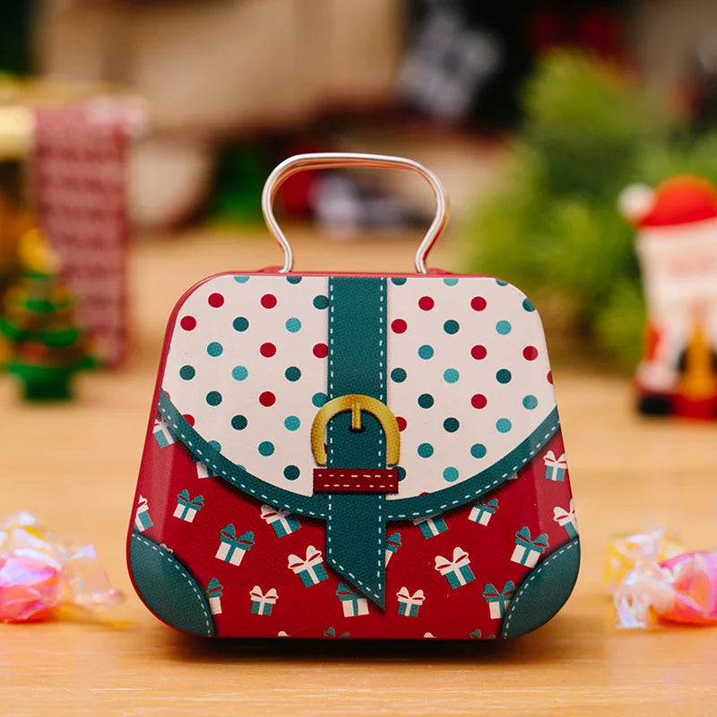 Christmas Metal Box for Kids & Adults!,Christmas 2024 Handbag Tin Jar!, Chic Holiday Storage Jewelry & Treats in a Christmas Tin Handbag!, Store, Gift, & Sparkle Christmas 2024 Handbag Tin Jar