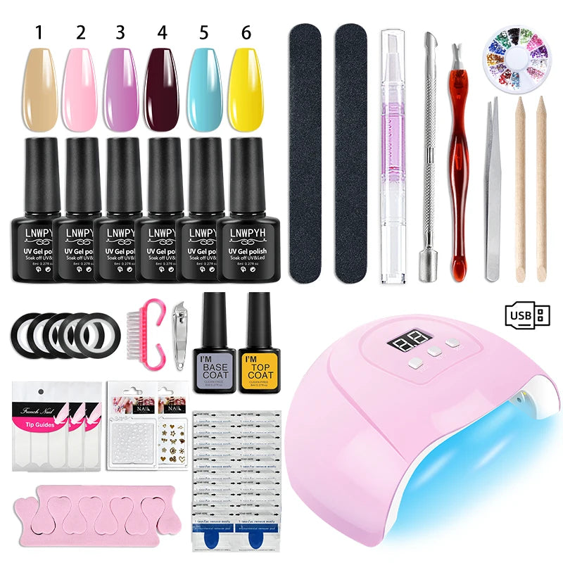Complete Nail Gel Polish Kit with UV Lamp & Trendy Colors!, Complete Nail Gel Polish Kit with UV Lamp & Trendy Colors!, DIY 2026 Nail Magic Soak Off UV Gel Set with Everything You Need to Slay!