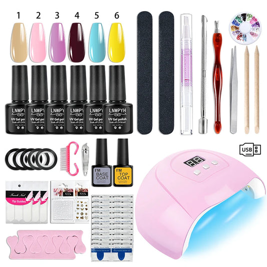 Complete Nail Gel Polish Kit with UV Lamp & Trendy Colors!, Complete Nail Gel Polish Kit with UV Lamp & Trendy Colors!, DIY 2026 Nail Magic Soak Off UV Gel Set with Everything You Need to Slay!