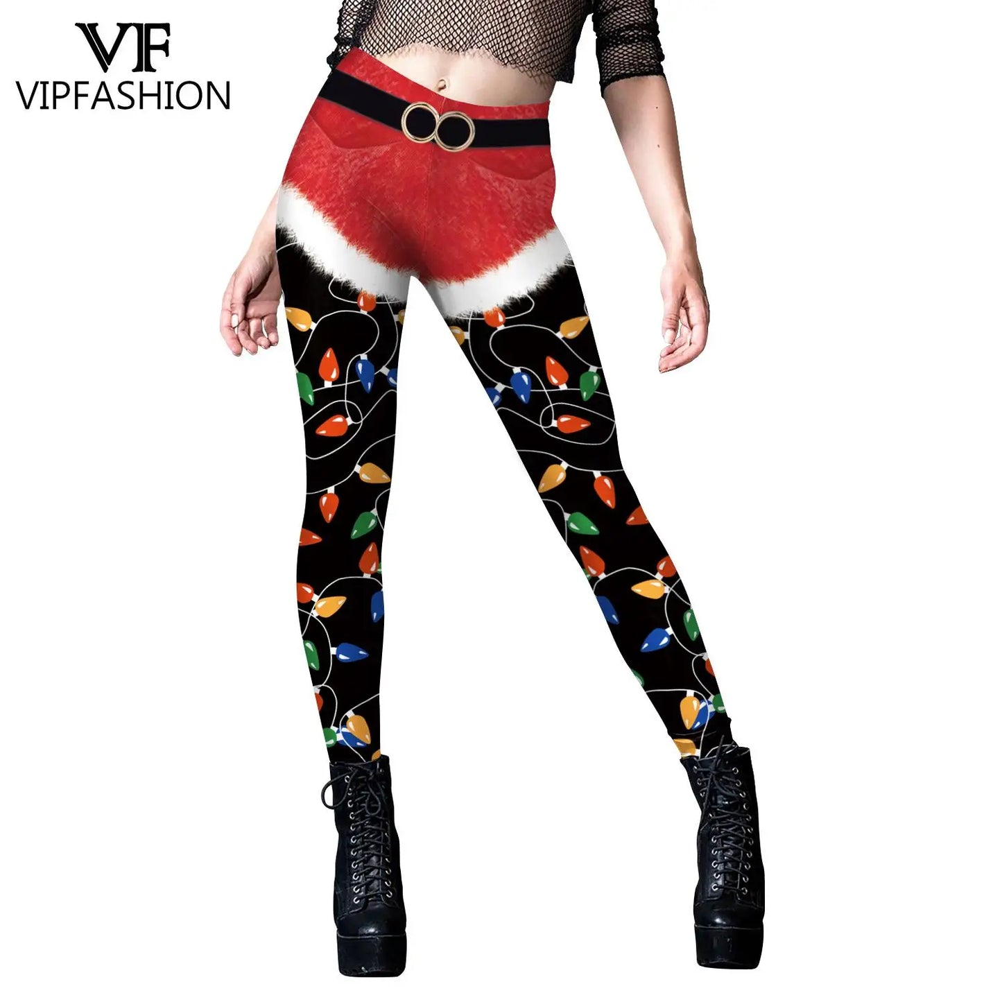VIP FASHION Quality 2026 Edition Women Cosplay Xmas Belt 3D Print Gifts Leggings Christmas Snowflake Pattern Stretchy Skinny Workout Pants