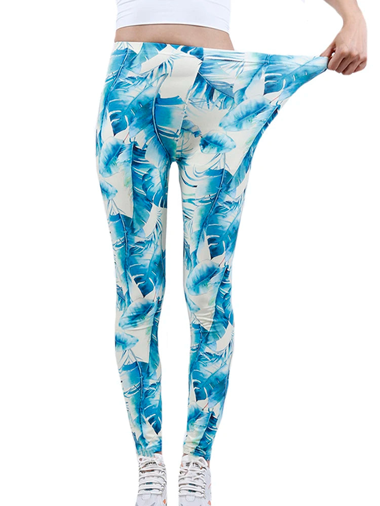 Brand New 2026 Edition CUHAKCI Fashion Women Leggings Beautiful Leaf Floral Printing High Waist Jeggings Stretch Pant Sexy Hot Sale Clothing Mujer