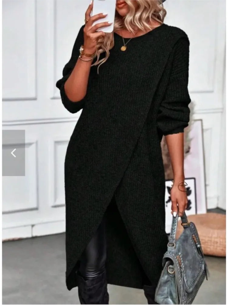 Premium Autumn/Winter Midi Knit Dress Soft, Stylish & Perfect for Work or Weekend, Luxury Comfort Meets Style 2026 Warm Fur Midi Dress for Effortless Glam, Autumn/Winter Knit Pullover Dress You’ll Want in Every Color