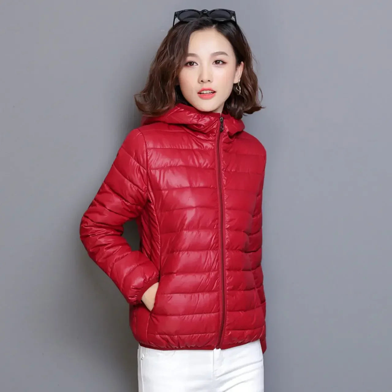 Jackets for Women Quilted Padded Lightweight Puffer Woman Coat Hoodie Short Yellow Thick Padding Feather Cropped Cute Modern Hot