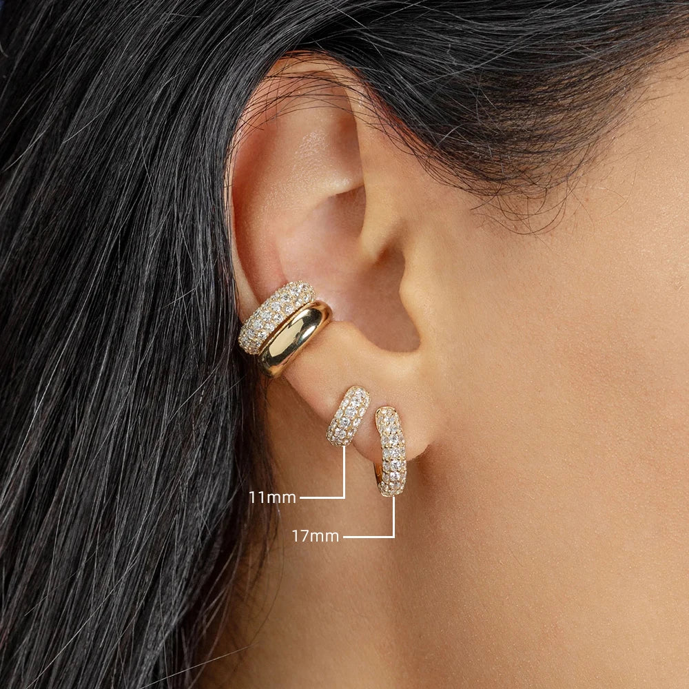 Premium Luxury Quality 2026 Edition High Class Luxury 2026 Style New Gold Plated Huggie Earrings with CZ Zircon Thin Ear Hoops Cartilage Earring for Women Round Minimal Earring Piercing Jewelry
