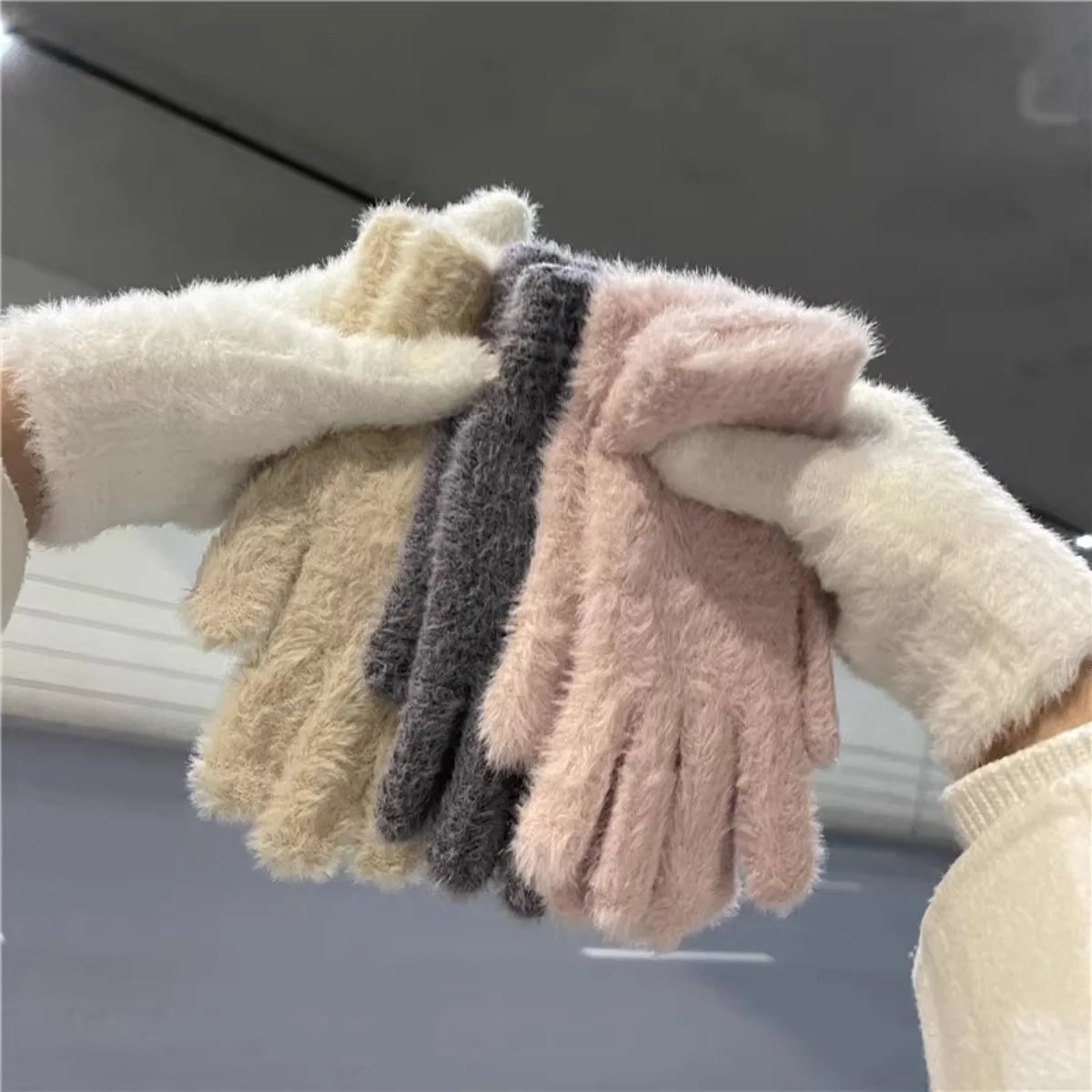 Plush Fleece Gloves Soft, Warm & Irresistibly Cute, Stay Cozy & Stylish! Premium Solid Color Mittens for Women Trendy Winter Essential