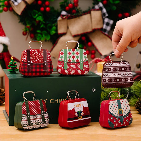 Christmas Metal Box for Kids & Adults!,Christmas 2024 Handbag Tin Jar!, Chic Holiday Storage Jewelry & Treats in a Christmas Tin Handbag!, Store, Gift, & Sparkle Christmas 2024 Handbag Tin Jar