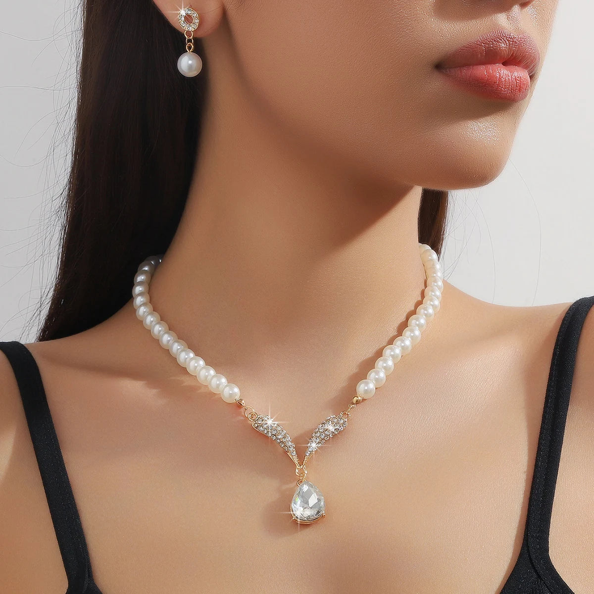 Luxury Pearl Glam 3PC Necklace & Earrings Set Elegant, Trendy & Party-Ready, Trendy Pearl Jewelry Set for Women Chic, Sexy , Trendy Pearl Jewelry Set for Women Chic, Sexy
