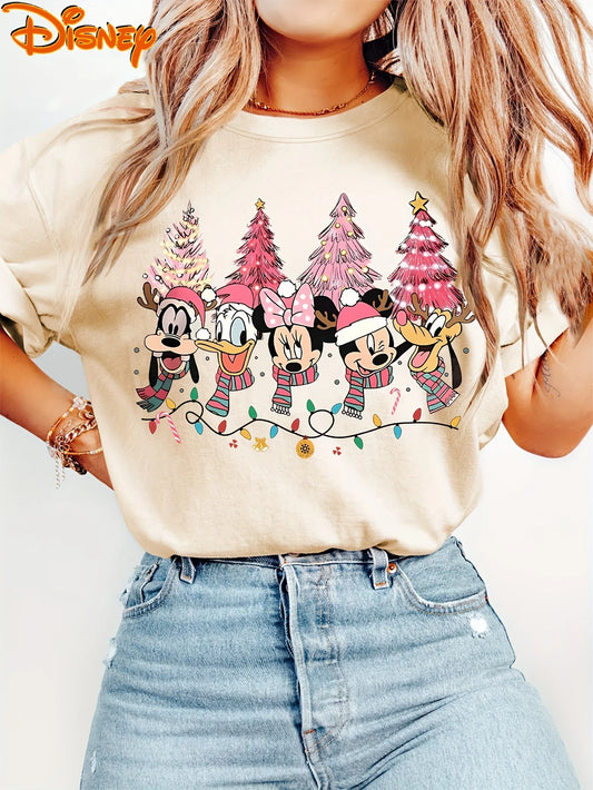 Disney Christmas 2025 Goofy Donald Duck Minnie Mickey Pluto T Shirt Vintage Women Men Cotton Tee Short Sleeve O-Neck Casual Oversized