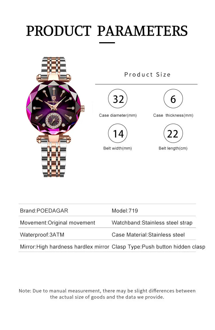 Luxury Premium 2026 POEDAGAR Luxury Elegant Ladies Wristwatch Waterproof Stainless Steel Watch for Woman Simple Casual Dress Women's Quartz Watches
