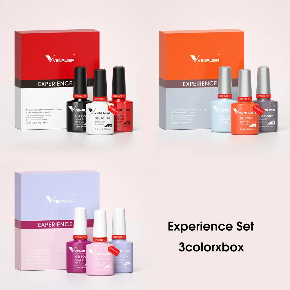 VENALISA Gel Kit 7.5ml x3 Perfect for Chic & Instagram-Ready Nails!, VENALISA Gel Kit 7.5ml x3 Perfect for Chic , VENALISA 3pcs Gel Polish Kit, DIY Salon-Quality Nails at Home, Soak-Off UV/LED Gel Polish