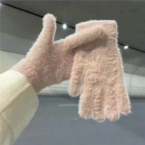 Plush Fleece Gloves Soft, Warm & Irresistibly Cute, Stay Cozy & Stylish! Premium Solid Color Mittens for Women Trendy Winter Essential