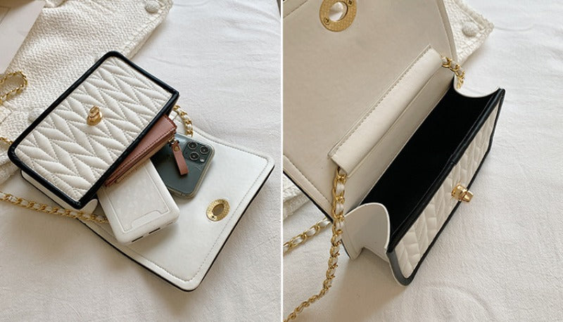 Small Chain Texture Shoulder Bag Elegant, Sleek & Party Ready, Premium Light Luxury Crossbody Bag Chic, Trendy