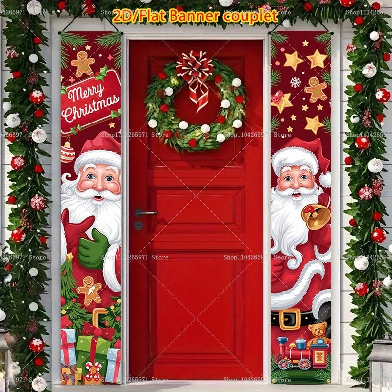 Stunning Christmas Door Couplet for Home Decor!, Festive Christmas Door Banner 2025!, Festive Entrance Magic Merry Christmas Door Banner & Decoration!,