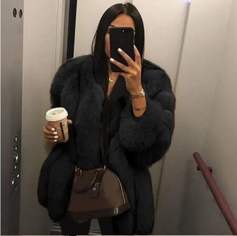 Fall Faux Fur Jackets for Women Long Puff Sleeve Woman Coat Solid Short Warmth Outerwear Clause Ladies Elegant Streetwear