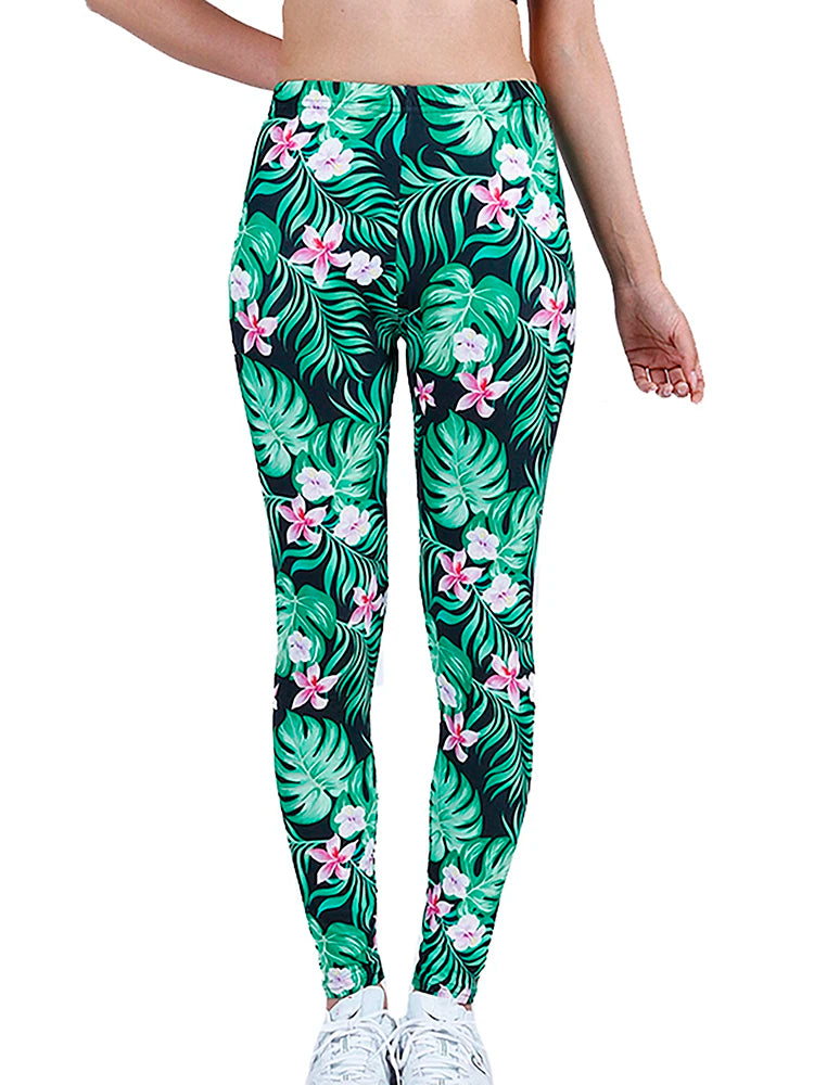 Brand New 2026 Edition CUHAKCI Fashion Women Leggings Beautiful Leaf Floral Printing High Waist Jeggings Stretch Pant Sexy Hot Sale Clothing Mujer