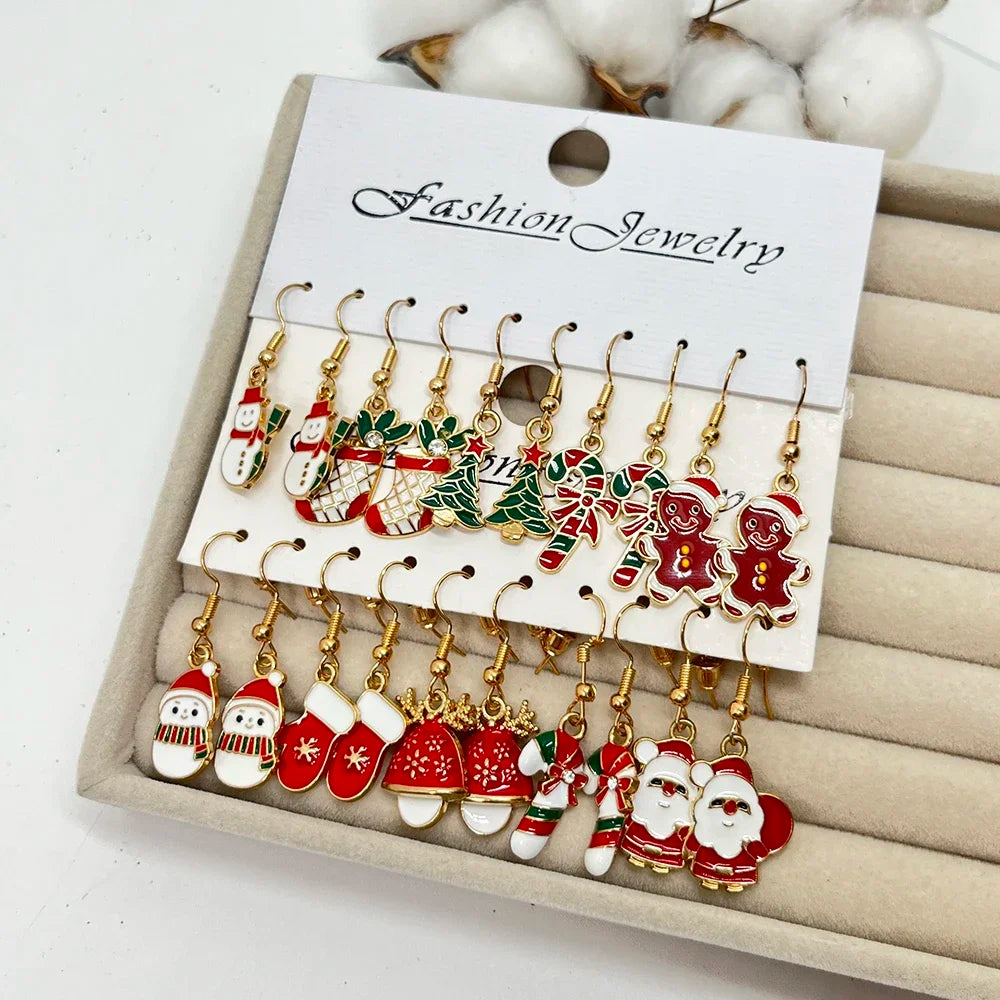 Premium Design Christmas Edition 20PCS Women's Christmas Earring Set Fashion Holiday Earring Bell Bow Earring Snow Party Earring Christmas Gift