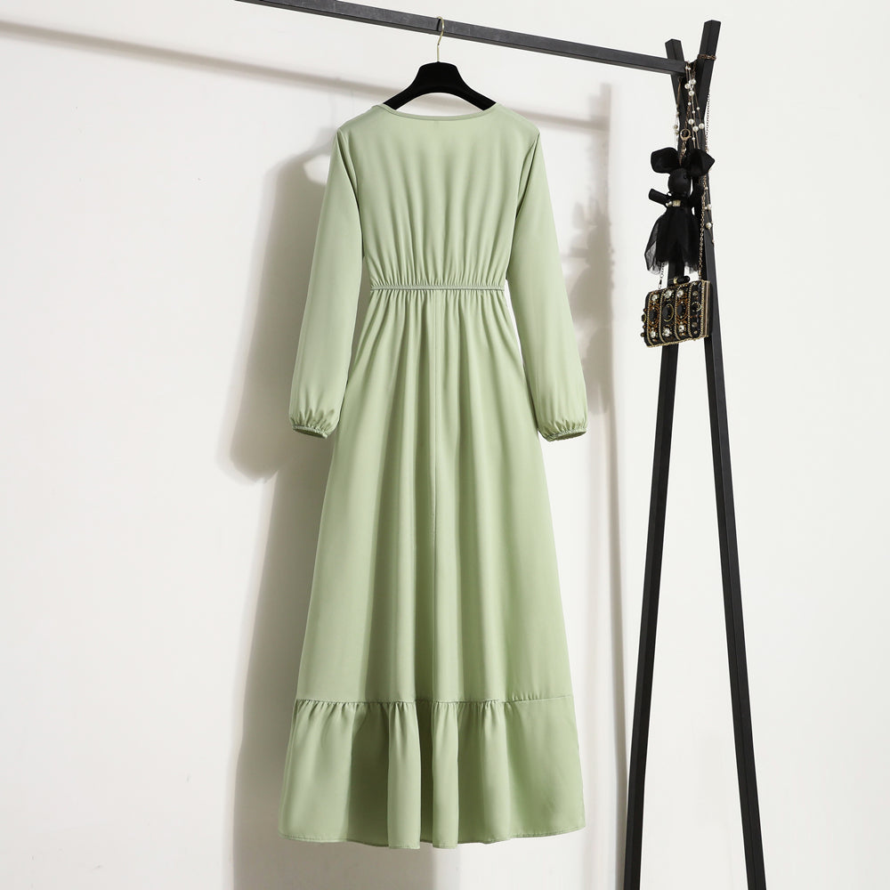 Premium Chiffon Maxi Dress for Trendy Women, Spring & Autumn Solid Loose Maxi Dress, Luxury & Comfort Combined Full Sleeve O-Neck Casual Dress for Every Occasion,