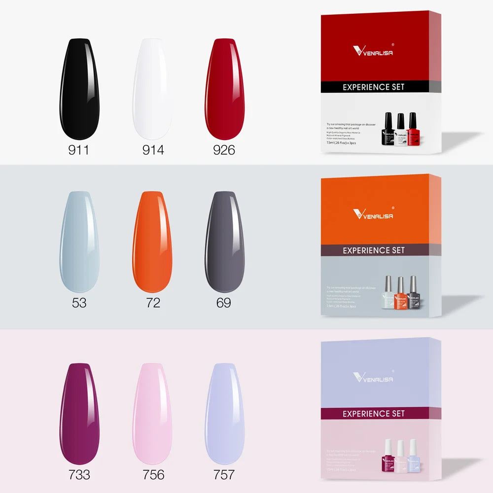 VENALISA Gel Kit 7.5ml x3 Perfect for Chic & Instagram-Ready Nails!, VENALISA Gel Kit 7.5ml x3 Perfect for Chic , VENALISA 3pcs Gel Polish Kit, DIY Salon-Quality Nails at Home, Soak-Off UV/LED Gel Polish