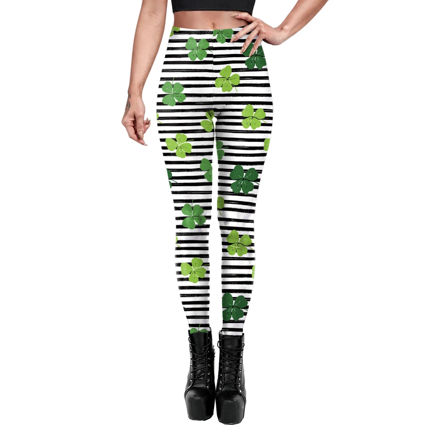 Sexy Elastic Leggings You're My Secret Clover Print Leggings Festive, Stretchy & Figure Flattering!, Celebrate in Style, Party-Ready Leggings Green Clover Print for Fun, Festive Vibes