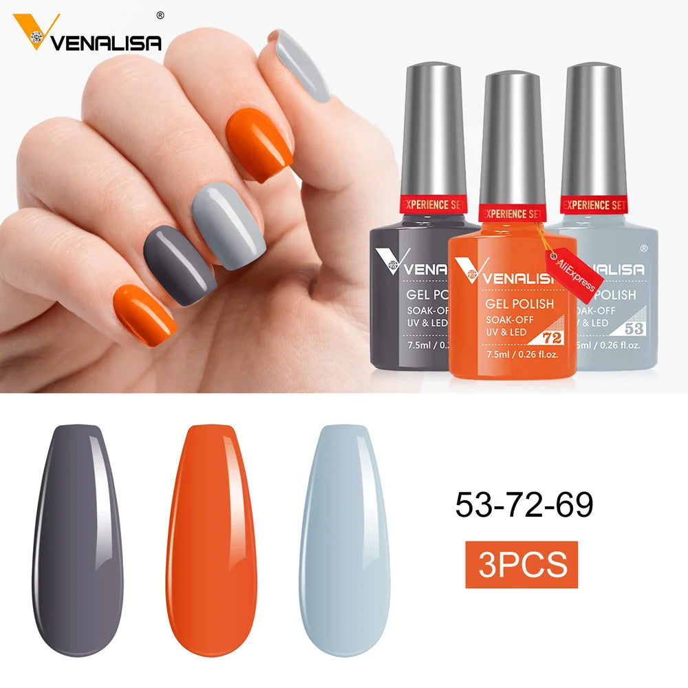 VENALISA Gel Kit 7.5ml x3 Perfect for Chic & Instagram-Ready Nails!, VENALISA Gel Kit 7.5ml x3 Perfect for Chic , VENALISA 3pcs Gel Polish Kit, DIY Salon-Quality Nails at Home, Soak-Off UV/LED Gel Polish
