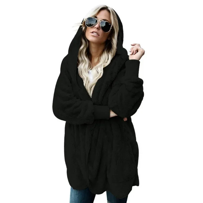 Trend Fashion 2026 Premium Oversized Fleece Cardigan Soft, Stylish & Winter Perfect , Double Fleece Hooded Jacket Plush, Warm & Effortlessly