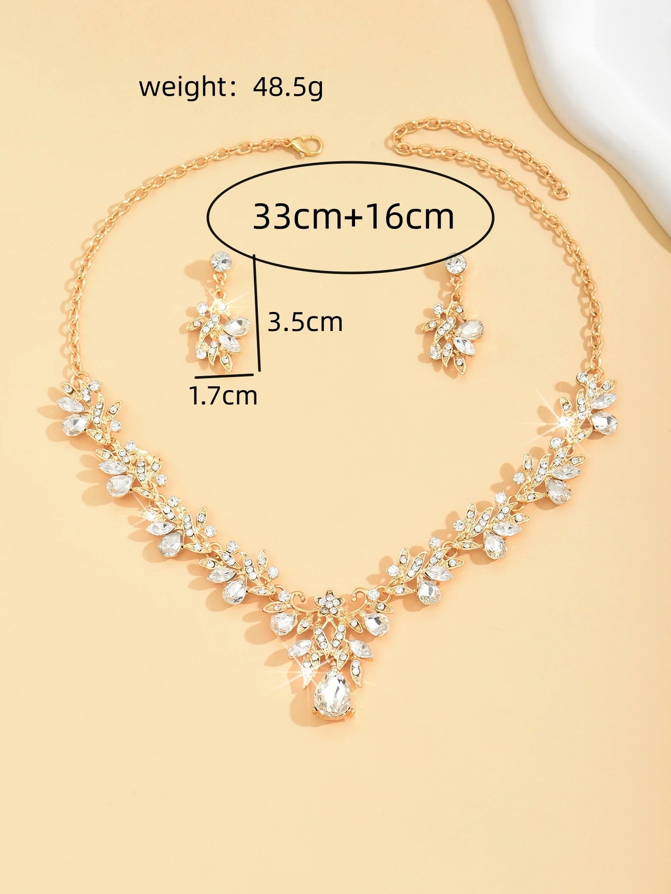 Premium Light Luxury Jewelry Gorgeous Leaf Water Drop Earrings & Necklace Set, Light Luxury  Perfect for Parties, Weddings, High Class 2026 Glam! Sparkling Leaf Water Drop Jewelry Set for Elegant Fashion Lovers