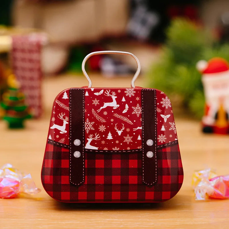 Christmas Metal Box for Kids & Adults!,Christmas 2024 Handbag Tin Jar!, Chic Holiday Storage Jewelry & Treats in a Christmas Tin Handbag!, Store, Gift, & Sparkle Christmas 2024 Handbag Tin Jar