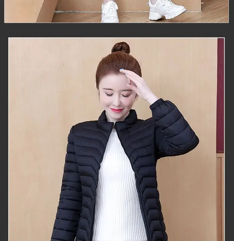 Fashion Women Puffer Jackets Ultralight Duck Down Cotton Jacket 2023 New Autumn Winter Long Sleeve Warm Coat Female Parka