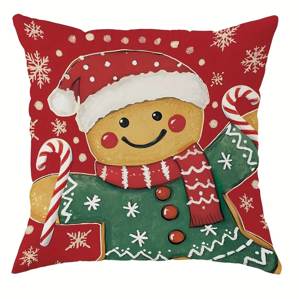 Festive Comfort Christmas Pillow Covers Perfect for Sofas, Bedrooms & Gifts! ,Cozy Up Your Home Christmas Ornament-Printed Pillowcases for Sofas & Beds! , Festive Nutcracker & Gingerbread Pillow Covers!