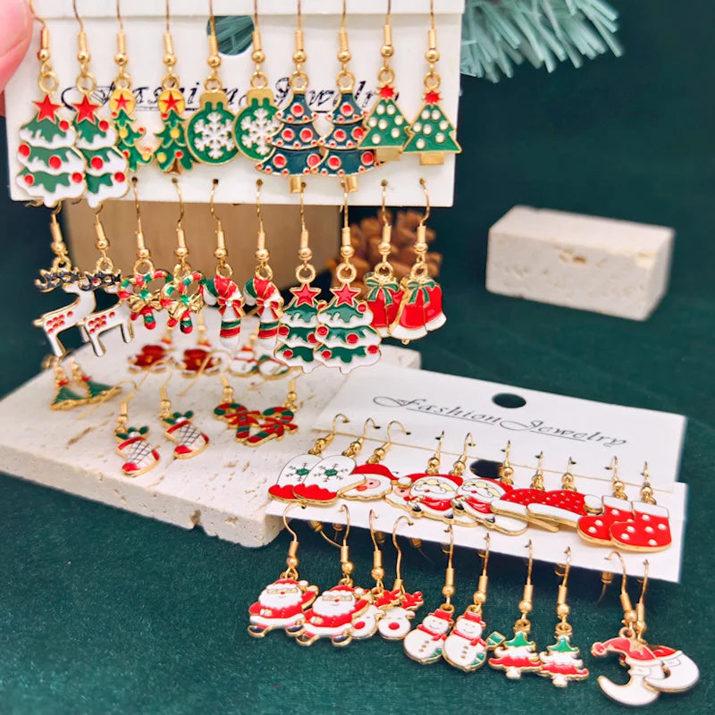 50PCS- Women's Fashion Cartoon Christmas Earrings Set, Christmas Pop Elements, Christmas Earrings, Surprise Gifts